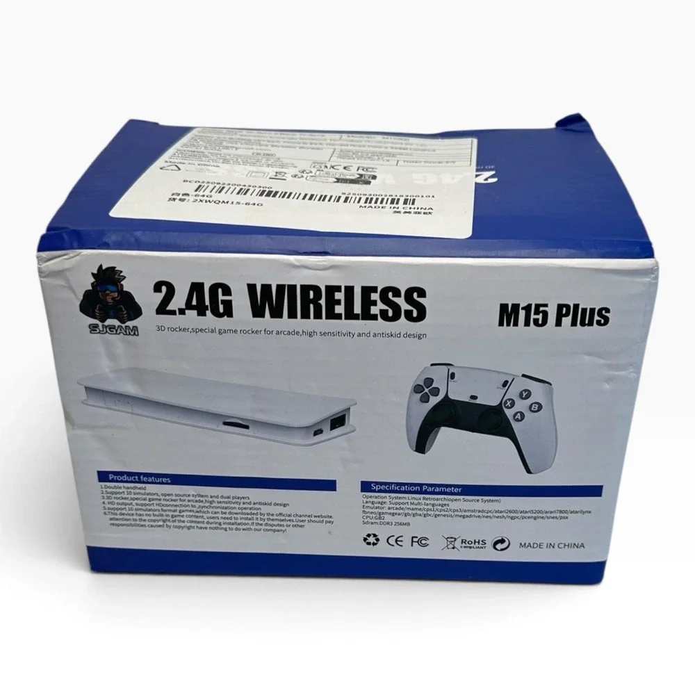 SJGAM M15 Plus Game Stick Pro 64GB White New/Open Box 4K Wireless Retro Console